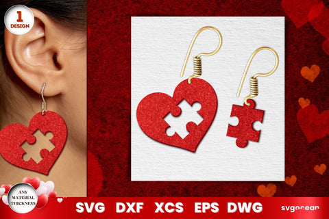 Valentine's Hearts Earrings Laser Cut SVG SvgOcean 