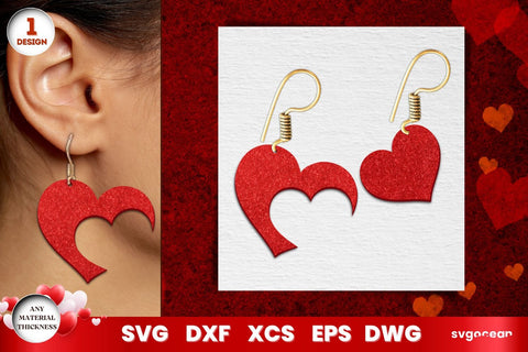 Valentine's Hearts Earrings Laser Cut SVG SvgOcean 