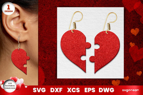 Valentine's Hearts Earrings Laser Cut SVG SvgOcean 