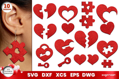 Valentine's Hearts Earrings Laser Cut SVG SvgOcean 