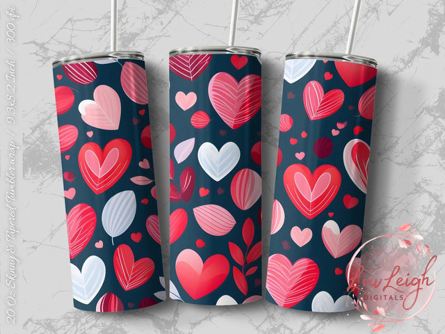 Valentine's Hearts Pattern tumbler wrap Sublimation Luvleigh Digitals 