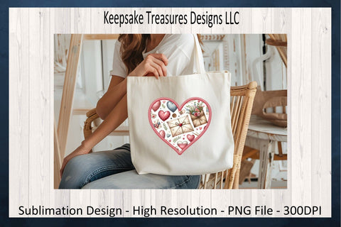 Valentines Hearts, Stitch Faux Embroidery Set Of Five, Happy Valentines Day PNG Sublimation, Digital Download Sublimation Keepsake Treasures Designs LLC. 