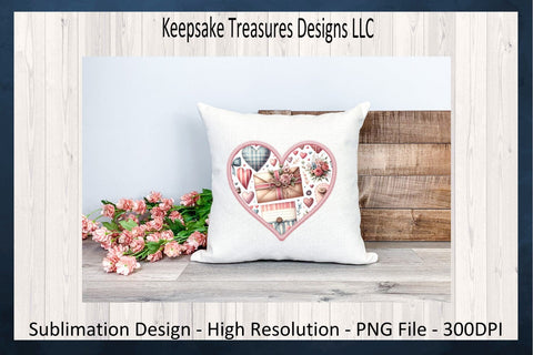 Valentines Hearts, Stitch Faux Embroidery Set Of Five, Happy Valentines Day PNG Sublimation, Digital Download Sublimation Keepsake Treasures Designs LLC. 