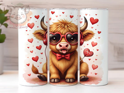 Valentine's Highland Cow 20oz Tumbler, Highland Cow Design, 20oz Tumbler Wrap, Coquette Style, Cute Cow Gift, Romantic Drinkware, Custom Tumbler Sublimation Lara' s Designs 