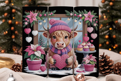 Valentine's Highland Cow 20oz Tumbler Sublimation DesignSVG 