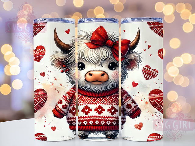 Valentine's Highland Cow 20oz Tumbler, Valentines Day Gift, 20oz Tumbler Wrap, Cow Lover Gift, Farmhouse Decor, Cute Cow Design, Custom Drinkware Sublimation SvggirlplusArt 