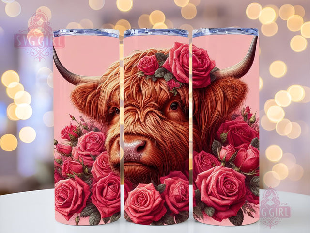 Valentines Highland Cow 20oz Tumbler Wrap PNG, Highland Cow 20oz Tumbler Wrap Sublimation Design, Straight Tapered Tumbler Wrap, Tumbler Png, Instant Digital Download Sublimation SvggirlplusArt 