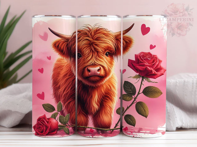 Valentines Highland Cow 20oz Tumbler Wrap PNG, Highland Cow Tumbler Wrap, Straight & Tapered Tumbler Wrap, Instant Digital Download Sublimation Li Zamperini 