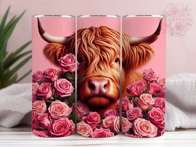 Valentines Highland Cow 20oz Tumbler Wrap PNG, Highland Cow Tumbler Wrap, Straight & Tapered Tumbler Wrap, Instant Digital Download Sublimation Li Zamperini 