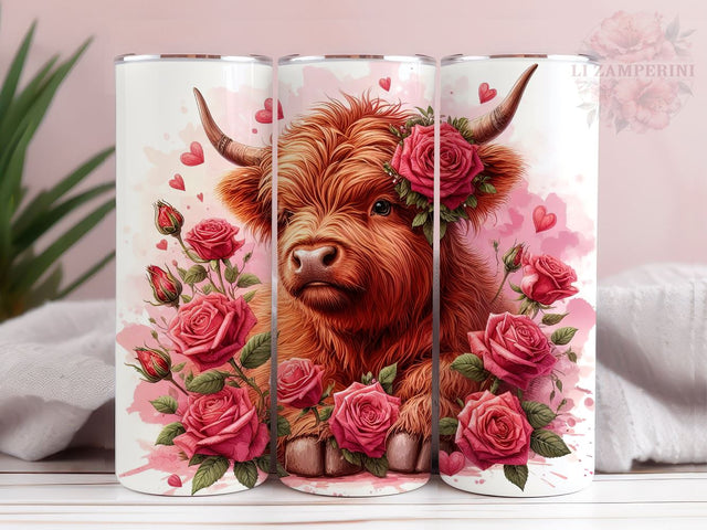 Valentines Highland Cow 20oz Tumbler Wrap PNG, Highland Cow Tumbler Wrap, Straight & Tapered Tumbler Wrap, Instant Digital Download Sublimation Li Zamperini 