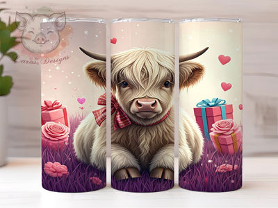 Valentine's Highland Cow Love 20oz Tumbler, Love Sublimation, Cute Cow Design, Farm Animal Mug, Valentine's Day Drinkware Sublimation Lara' s Designs 