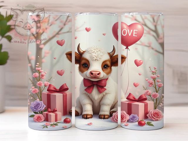Valentine's Highland Cow Love 20oz Tumbler, Love Sublimation, Cute Cow Design, Farm Animal Mug, Valentine's Day Drinkware Sublimation Lara' s Designs 