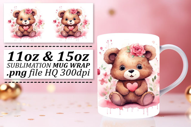 Valentine's Hug in a Mug: Teddy Bear Sublimation Art Sublimation afrosvg 
