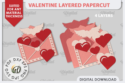 Valentine's Layered Card Paper Cut. Love Sign SVG 3D Paper Evgenyia Guschina 