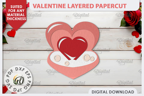 Valentine's Layered Card Paper Cut. Love Sign SVG 3D Paper Evgenyia Guschina 