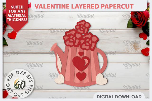 Valentine's Layered Card Paper Cut. Love Sign SVG 3D Paper Evgenyia Guschina 