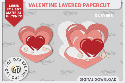 Valentine's Layered Card Paper Cut. Love Sign SVG 3D Paper Evgenyia Guschina 