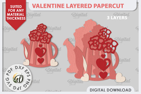 Valentine's Layered Card Paper Cut. Love Sign SVG 3D Paper Evgenyia Guschina 