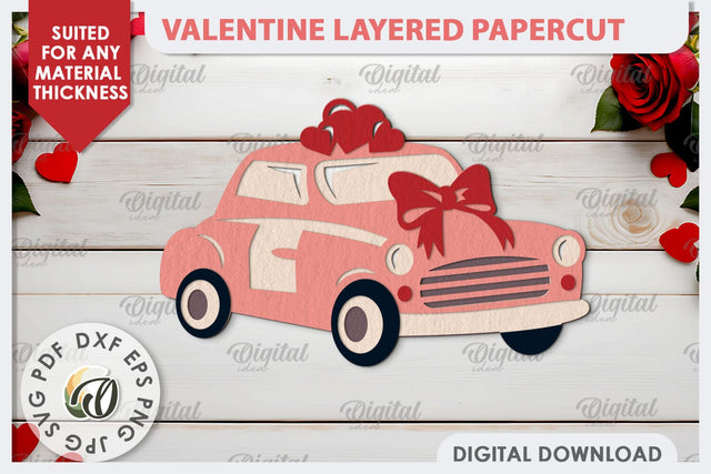 Valentine's Layered Card Paper Cut. Love Sign SVG. Car SVG 3D Paper Evgenyia Guschina 
