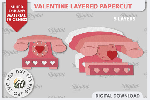Valentine's Layered Card Paper Cut. Love Sign SVG. Phone SVG SVG Evgenyia Guschina 