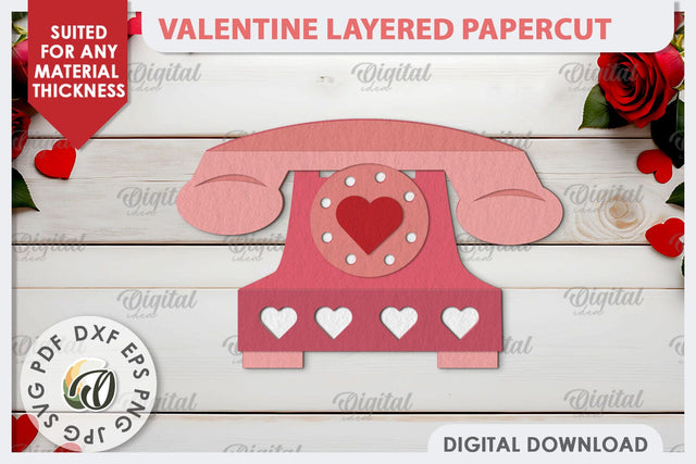 Valentine's Layered Card Paper Cut. Love Sign SVG. Phone SVG SVG Evgenyia Guschina 