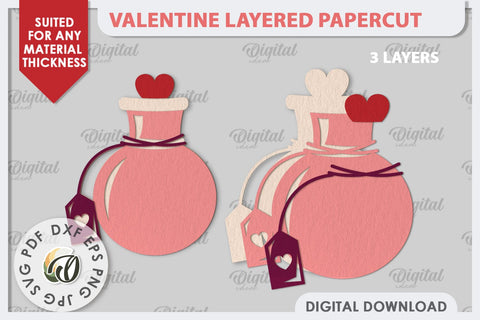 Valentine's Layered Card Paper Cut. Love Sign SVG. Potion SVG 3D Paper Evgenyia Guschina 