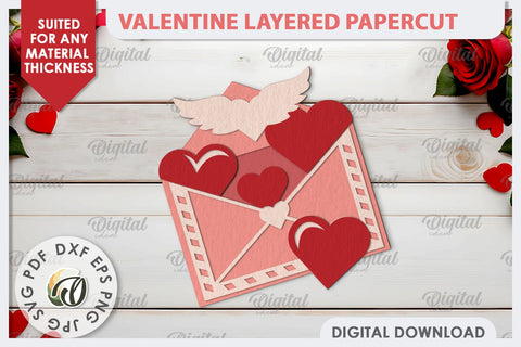 Valentine's Layered Cards Paper Cut Bundle. Love Sign SVG SVG Evgenyia Guschina 