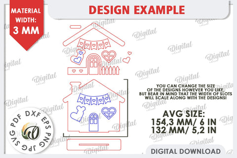 Valentine's Layered House Laser Cut. 3D Valentine's House SVG SVG Evgenyia Guschina 