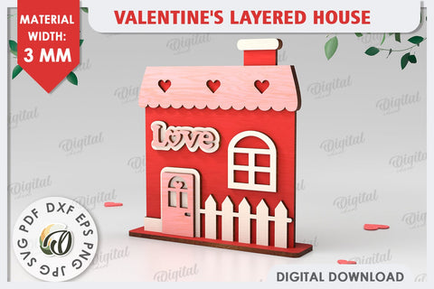 Valentine's Layered House Laser Cut. 3D Valentine's House SVG SVG Evgenyia Guschina 