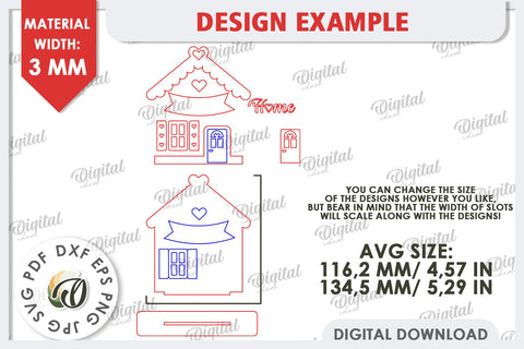 Valentine's Layered House Laser Cut. 3D Valentine's House SVG SVG Evgenyia Guschina 