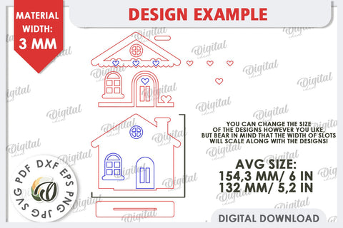 Valentine's Layered House Laser Cut. 3D Valentine's House SVG SVG Evgenyia Guschina 