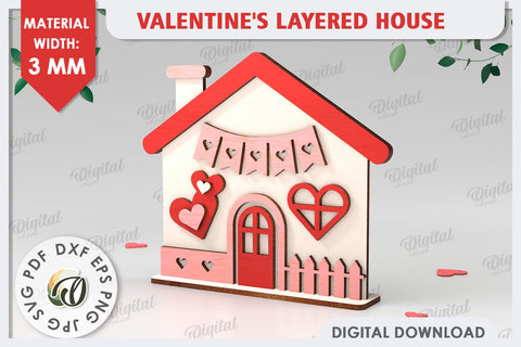 Valentine's Layered House Laser Cut. 3D Valentine's House SVG SVG Evgenyia Guschina 