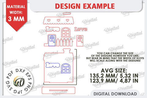 Valentine's Layered House Laser Cut. 3D Valentine's House SVG SVG Evgenyia Guschina 