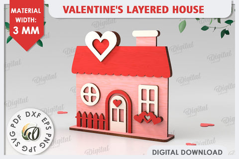 Valentine's Layered House Laser Cut. 3D Valentine's House SVG SVG Evgenyia Guschina 