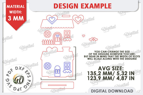 Valentine's Layered House Laser Cut. 3D Valentine's House SVG SVG Evgenyia Guschina 