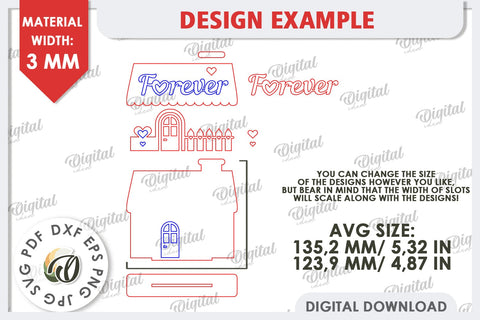 Valentine's Layered House Laser Cut. 3D Valentine's House SVG SVG Evgenyia Guschina 