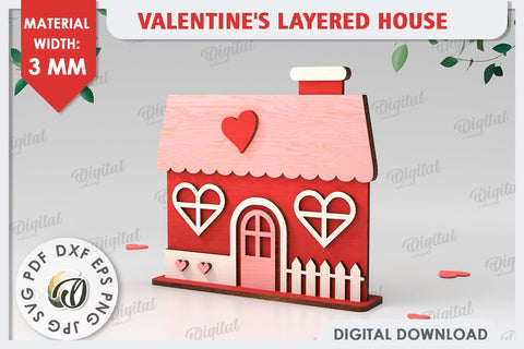Valentine's Layered House Laser Cut. 3D Valentine's House SVG SVG Evgenyia Guschina 