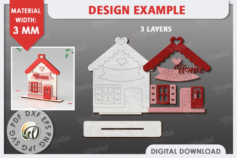 Valentine's Layered House Laser Cut. 3D Valentine's House SVG SVG Evgenyia Guschina 