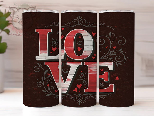 Valentines Love 20oz Tumbler Wrap, Love Design Cup, 20oz Sublimation, Romantic Gift, Heart Tumbler, Couples Drinkware, Love You Cup Sublimation Lara' s Designs 