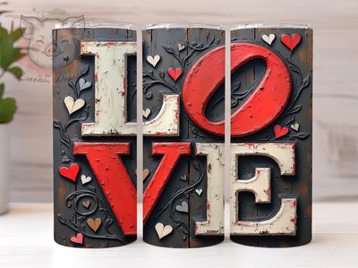 Valentines Love 20oz Tumbler Wrap, Love Design Cup, 20oz Sublimation, Romantic Gift, Heart Tumbler, Couples Drinkware, Love You Cup Sublimation Lara' s Designs 