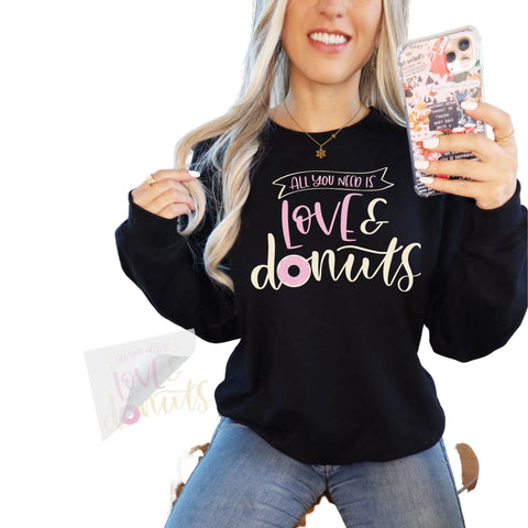 Valentines Love and Donuts DTF Transfer Physical So Fontsy T-Shirt Iron-On Transfer Shop 4x4