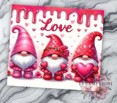 Valentine's Love Gnomes 20oz Tumbler Wrap PNG, Valentines Day Gnomes Tumbler Png, Straight & Tapered Tumbler Wrap, Instant Digital Download Sublimation Li Zamperini 