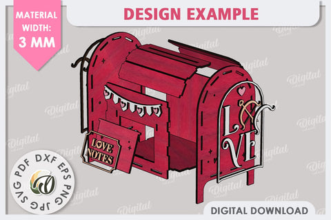 Valentine's Mailbox Laser Cut. Love Mailbox SVG. Love Letter SVG Evgenyia Guschina 