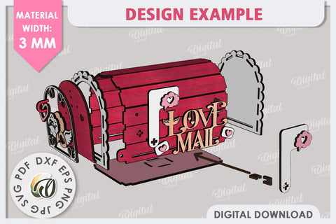 Valentine's Mailbox Laser Cut. Love Mailbox SVG. Love Letter SVG Evgenyia Guschina 