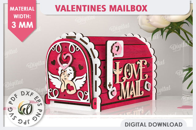 Valentine's Mailbox Laser Cut. Love Mailbox SVG. Love Letter SVG Evgenyia Guschina 