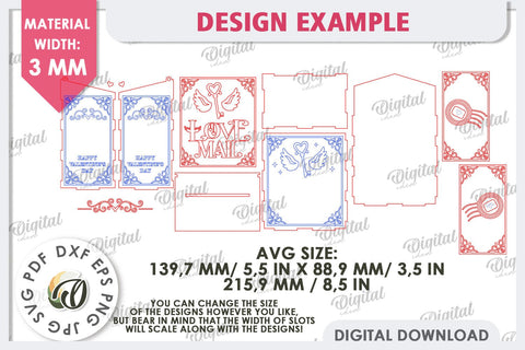 Valentine's Mailbox Laser Cut. Love Mailbox SVG. Love Letter SVG Evgenyia Guschina 