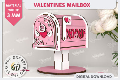 Valentine's Mailbox Laser Cut. Love Mailbox SVG. Love Letter SVG Evgenyia Guschina 