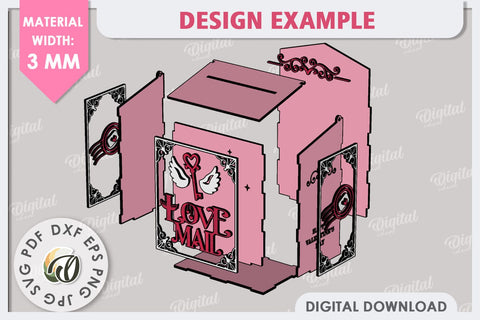 Valentine's Mailbox Laser Cut. Love Mailbox SVG. Love Letter SVG Evgenyia Guschina 