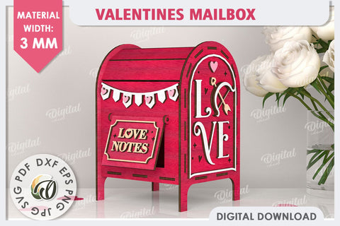 Valentine's Mailbox Laser Cut. Love Mailbox SVG. Love Letter SVG Evgenyia Guschina 