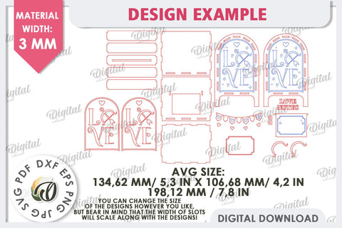 Valentine's Mailbox Laser Cut. Love Mailbox SVG. Love Letter SVG Evgenyia Guschina 